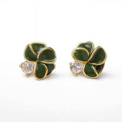 Blossom mini green flower stud earring