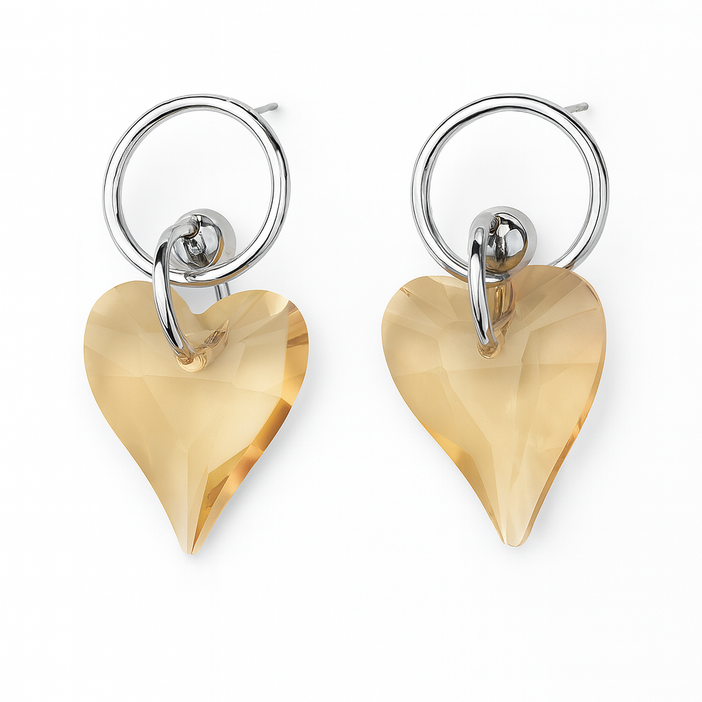 Pretty golden heart drop stud earring