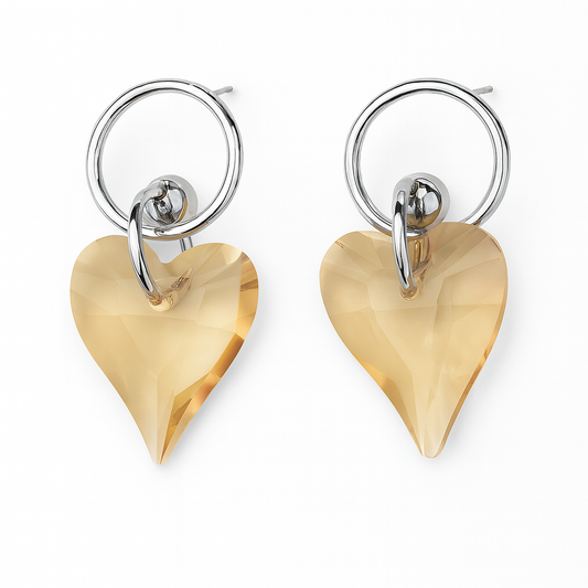 Pretty golden heart drop stud earring