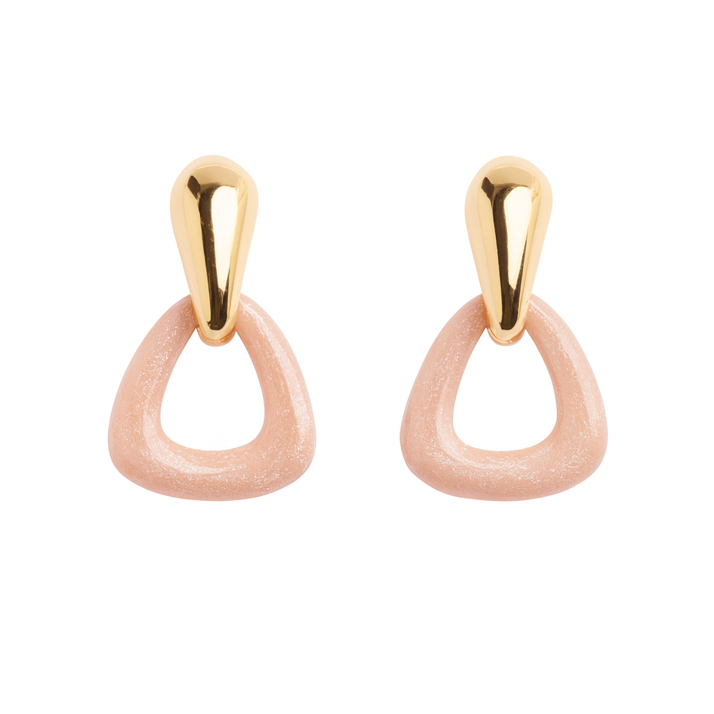 Golden peach colour triangle stud earring