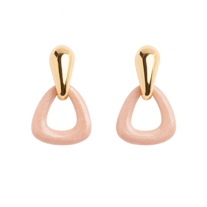 Golden peach colour triangle stud earring