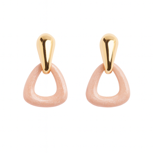 Golden peach colour triangle stud earring