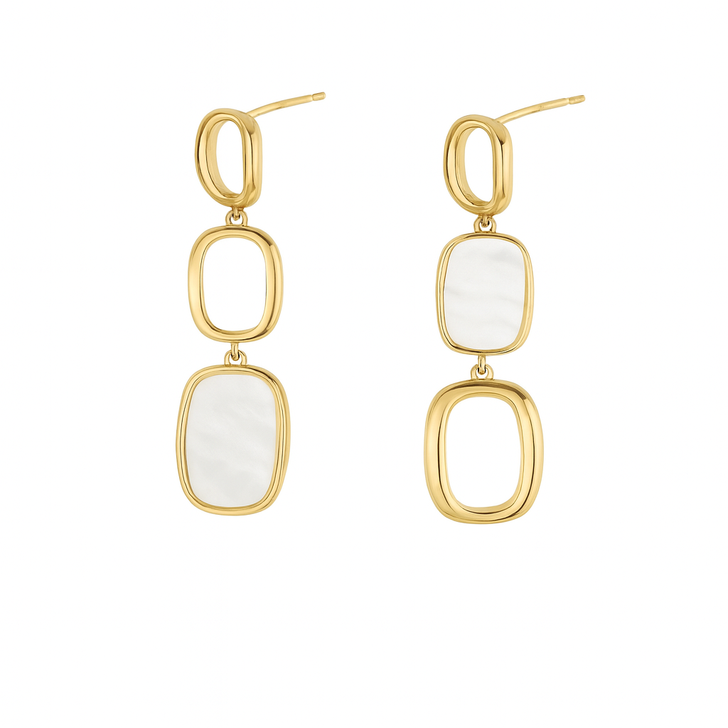 Lovely mini square white shaded stud earring