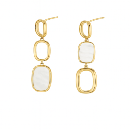 Lovely mini square white shaded stud earring