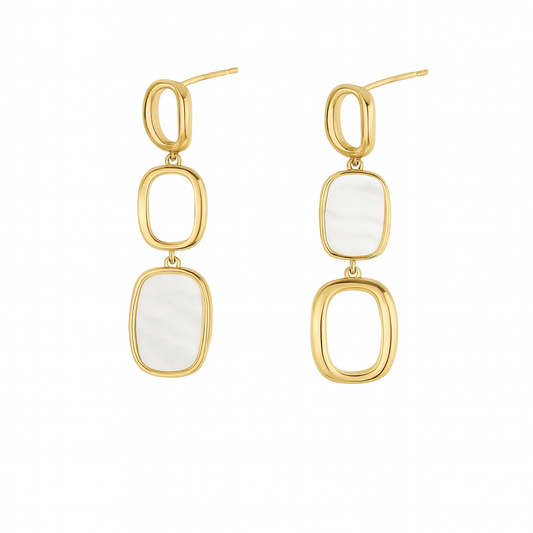 Lovely mini square white shaded stud earring