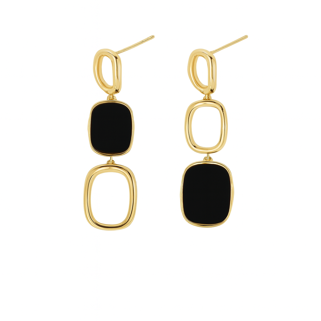 Lovely mini square black shaded stud earring