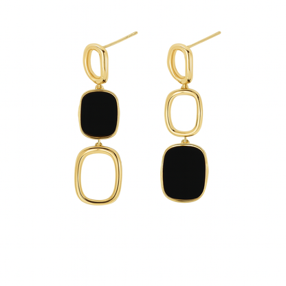 Lovely mini square black shaded stud earring