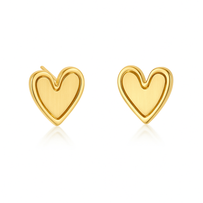 Double Layer Heart Golden Stud Earring