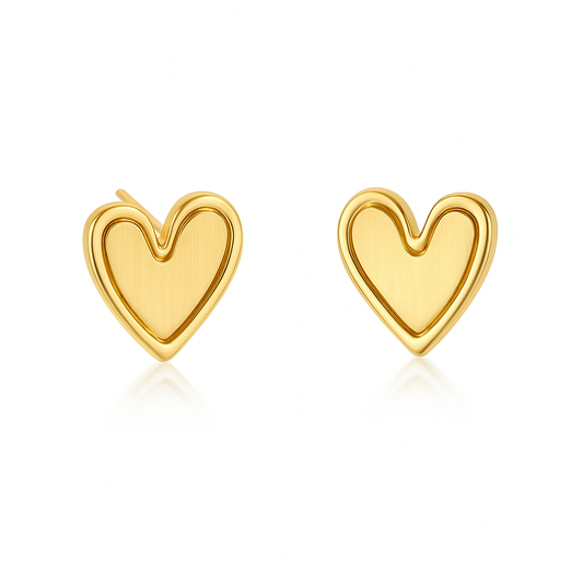 Double Layer Heart Golden Stud Earring