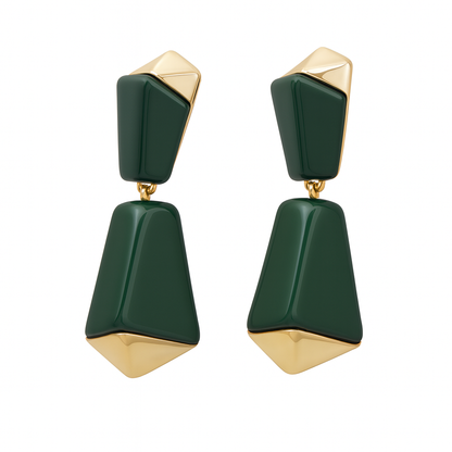 Gorgeous irregular green resin stud earring