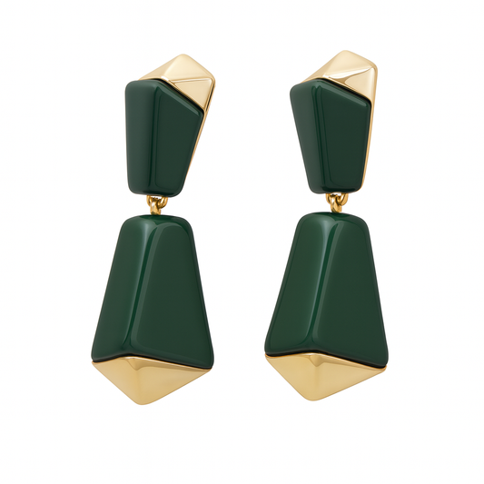 Gorgeous irregular green resin stud earring