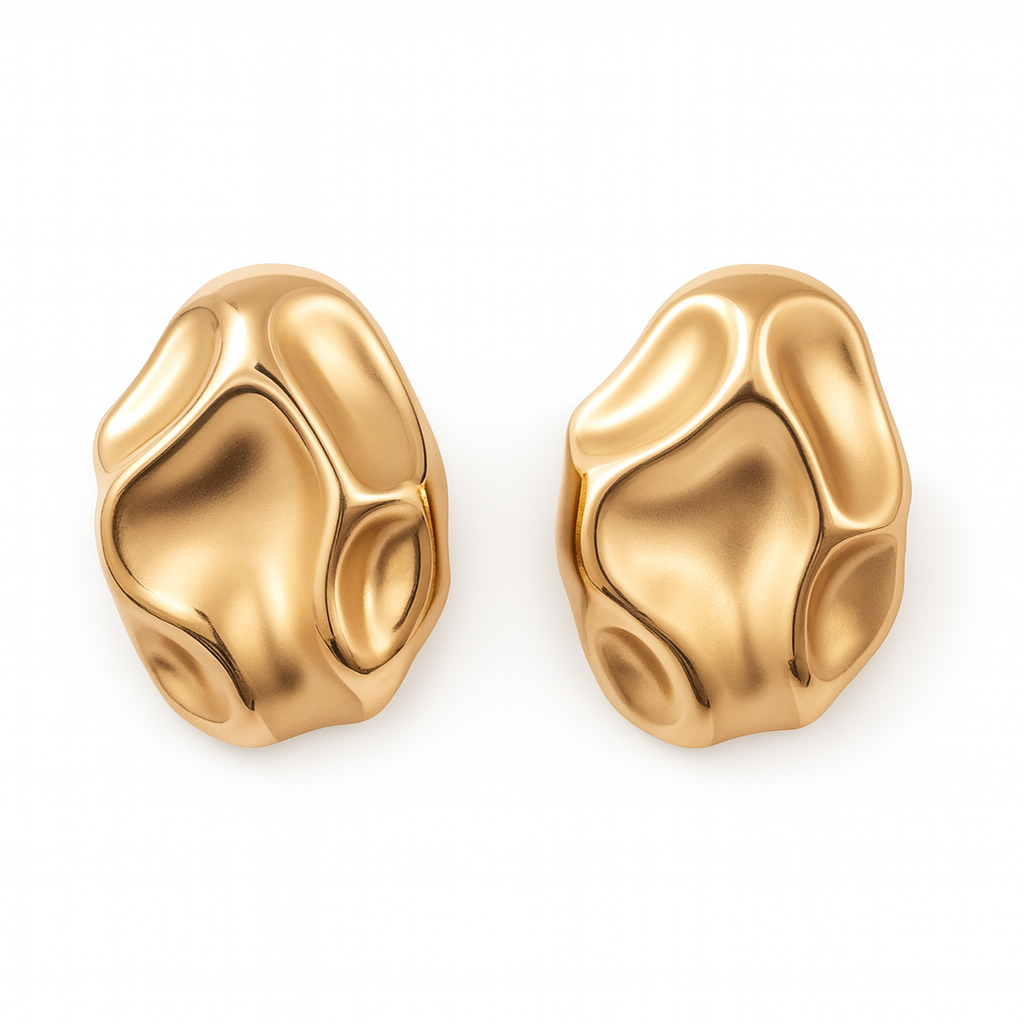 Oval style golden stud earring for women