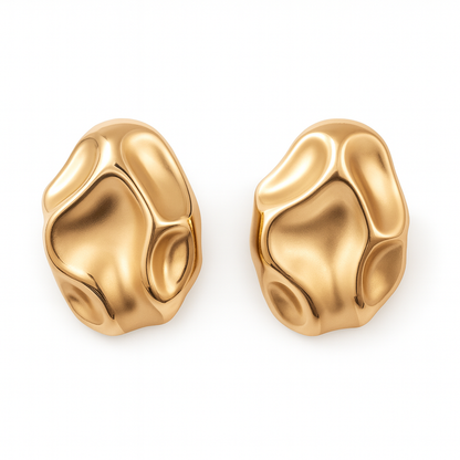 Oval style golden stud earring for women