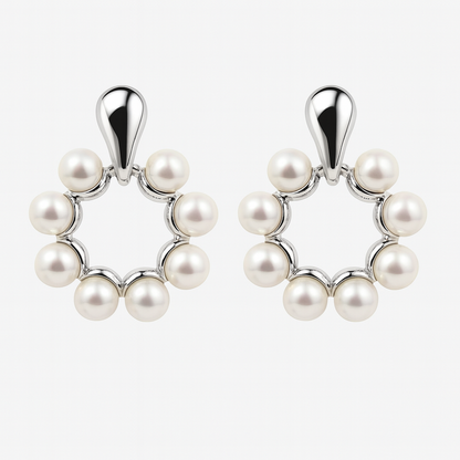 Fancy Silver Pearl Stud Earring