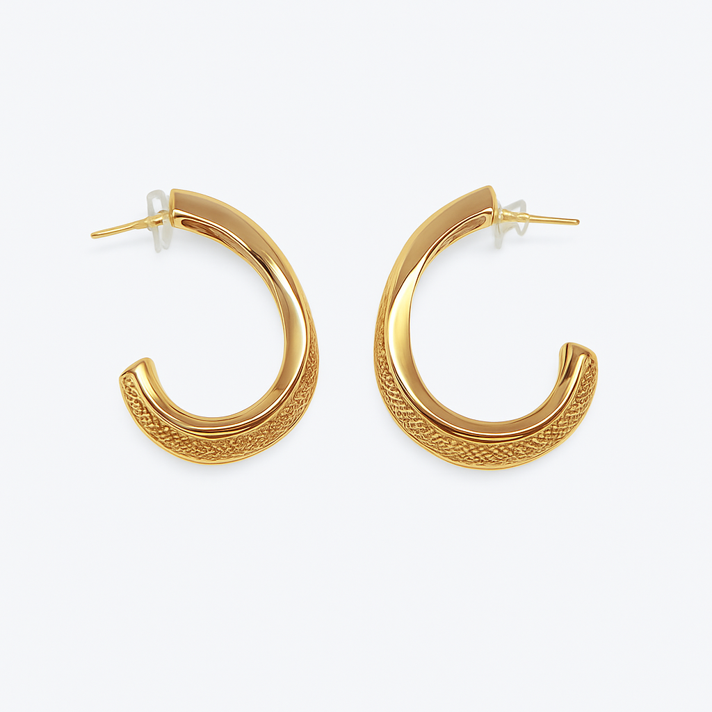 stunning J shape golden dangle earring