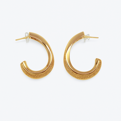 stunning J shape golden dangle earring