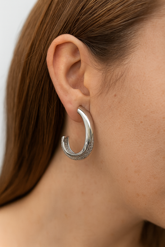charming silver j style dangle earring