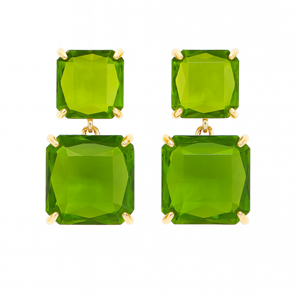Green diamond dual layer stud earring