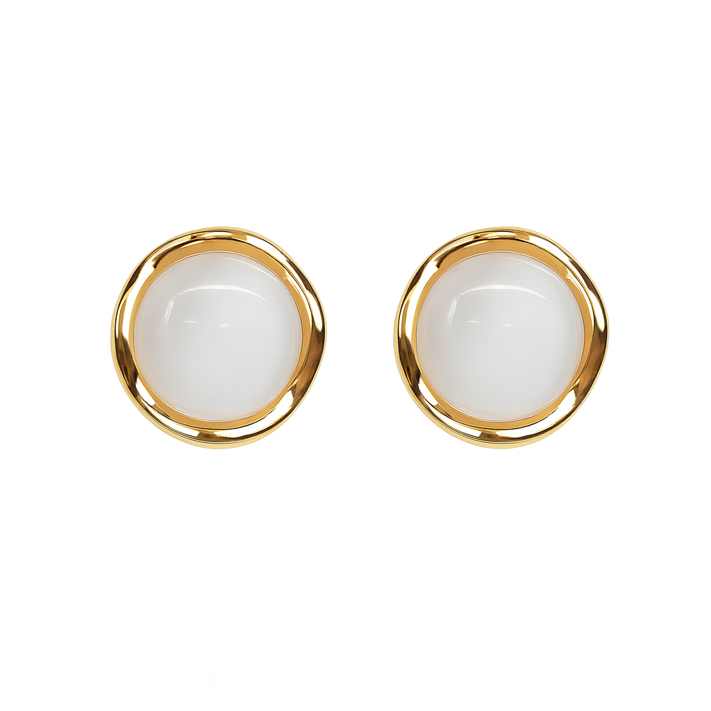 Simple white resin golden stud earring
