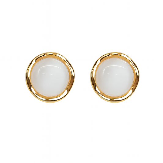 Simple white resin golden stud earring