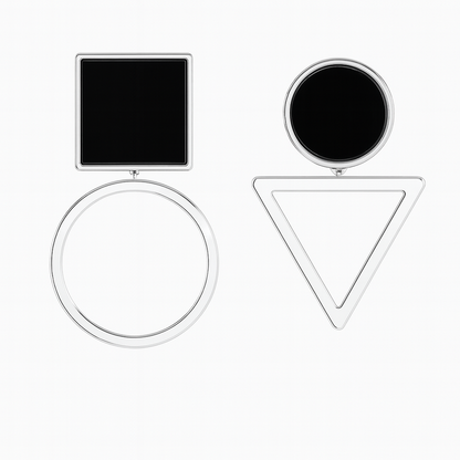 Elegant gemotric shape silver large stud earring