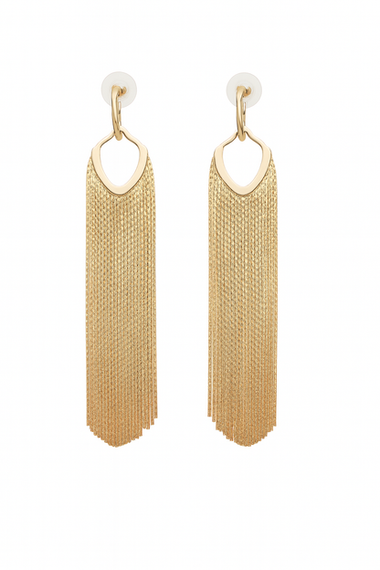 Shining golden tassel earring