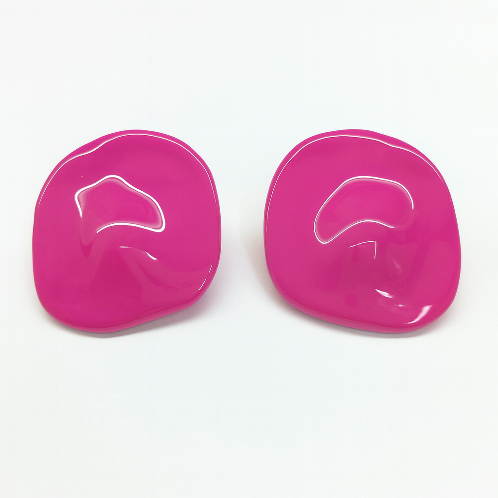 Stylish pink shaded large stud earring