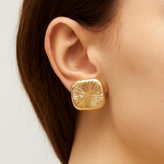 Cottage cheese style golden stud earring