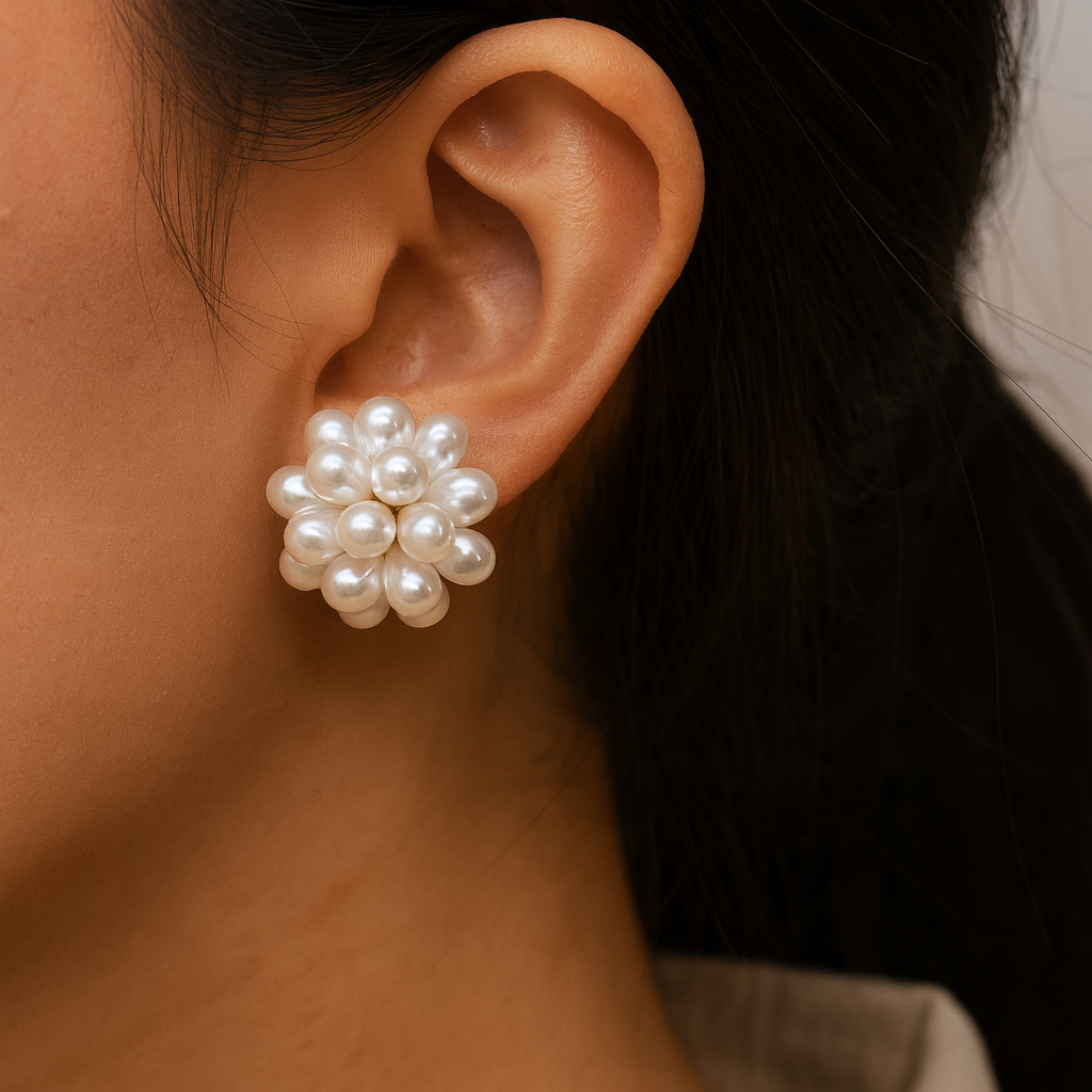 Gorgeous pearl flower stud earring