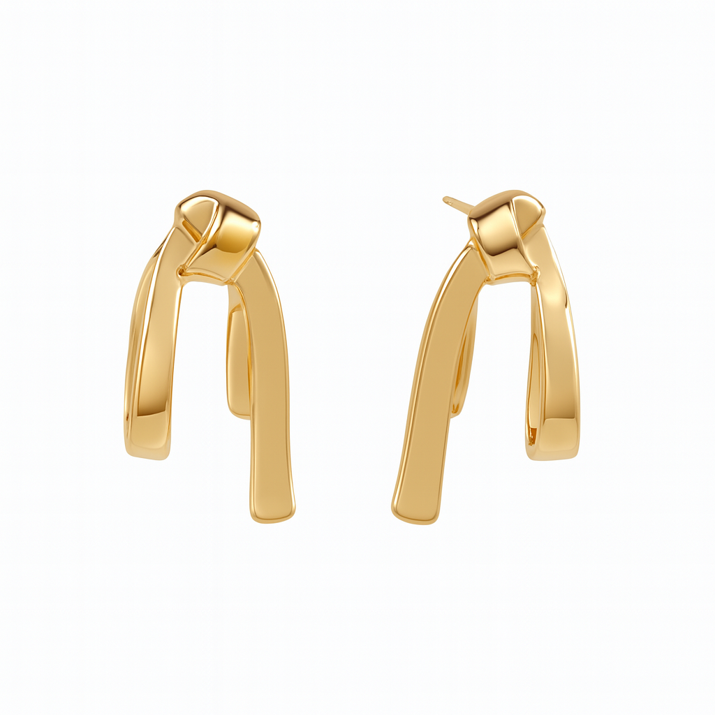 Trendy knot style golden stud earring