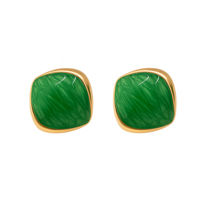 Lovely green square stud earring