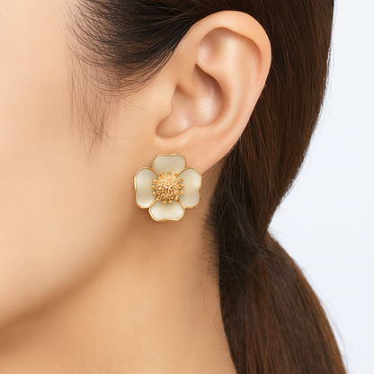 Charming Enamel Flower Stud Earring