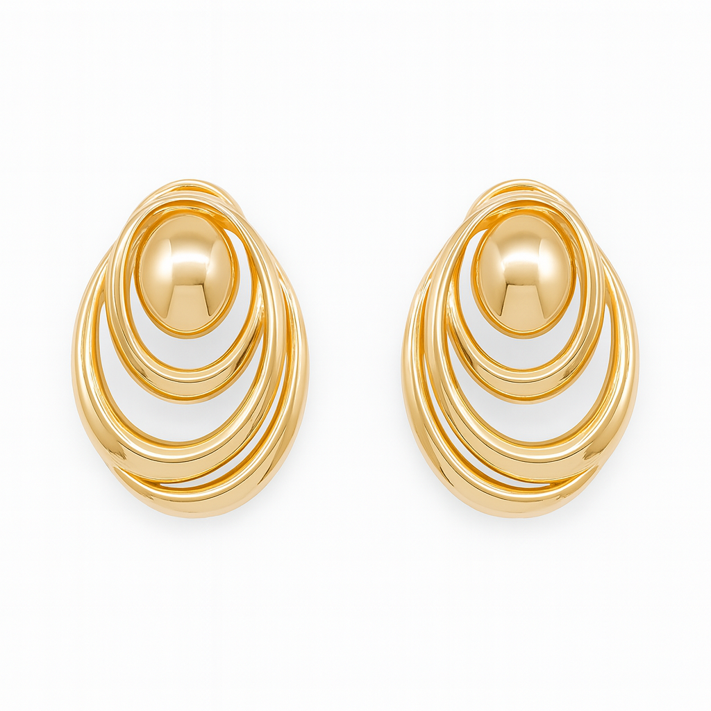 Decent oval shape large golden stud earring