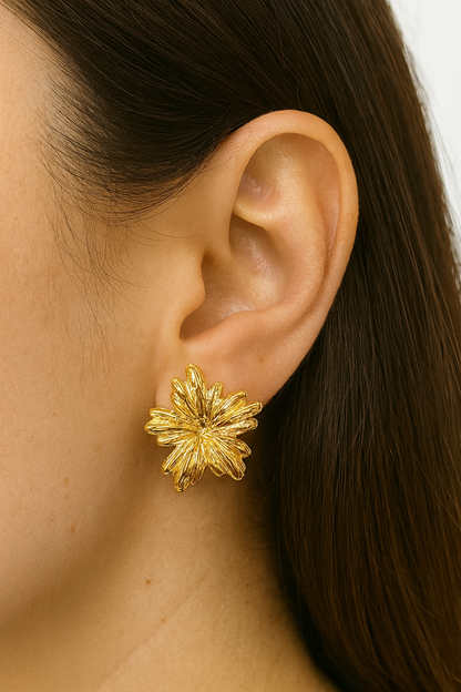 Golden Flower Stud Earring For Women