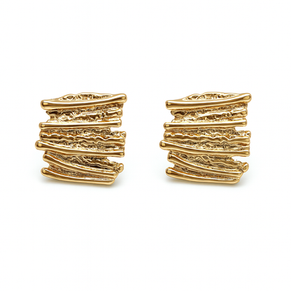 Irregular shape golden stud earring