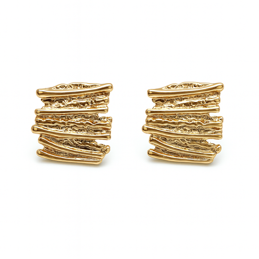 Irregular shape golden stud earring
