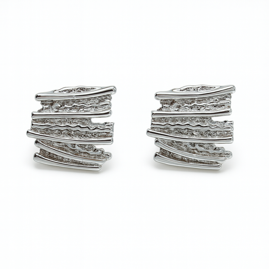 Irregular shape silver stud earring