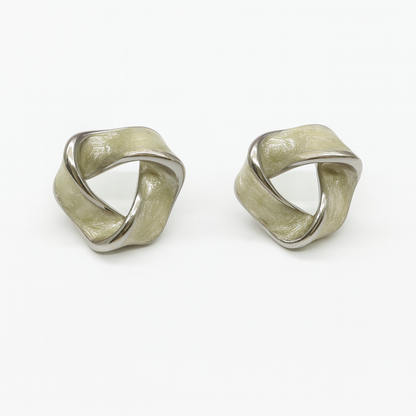 Stylish twisted green triangle stud earring