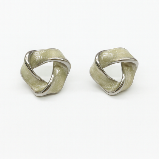 Stylish twisted green triangle stud earring