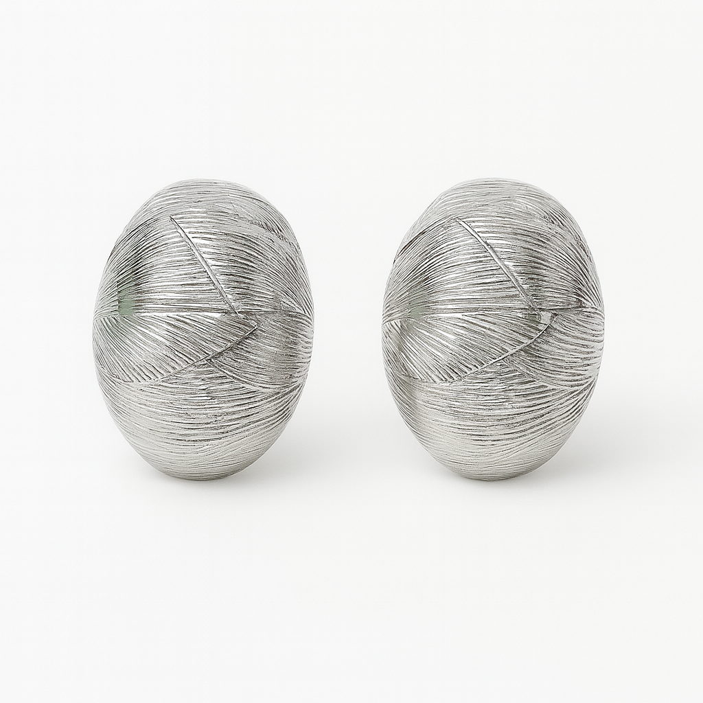 lovely egg style silver large stud earring