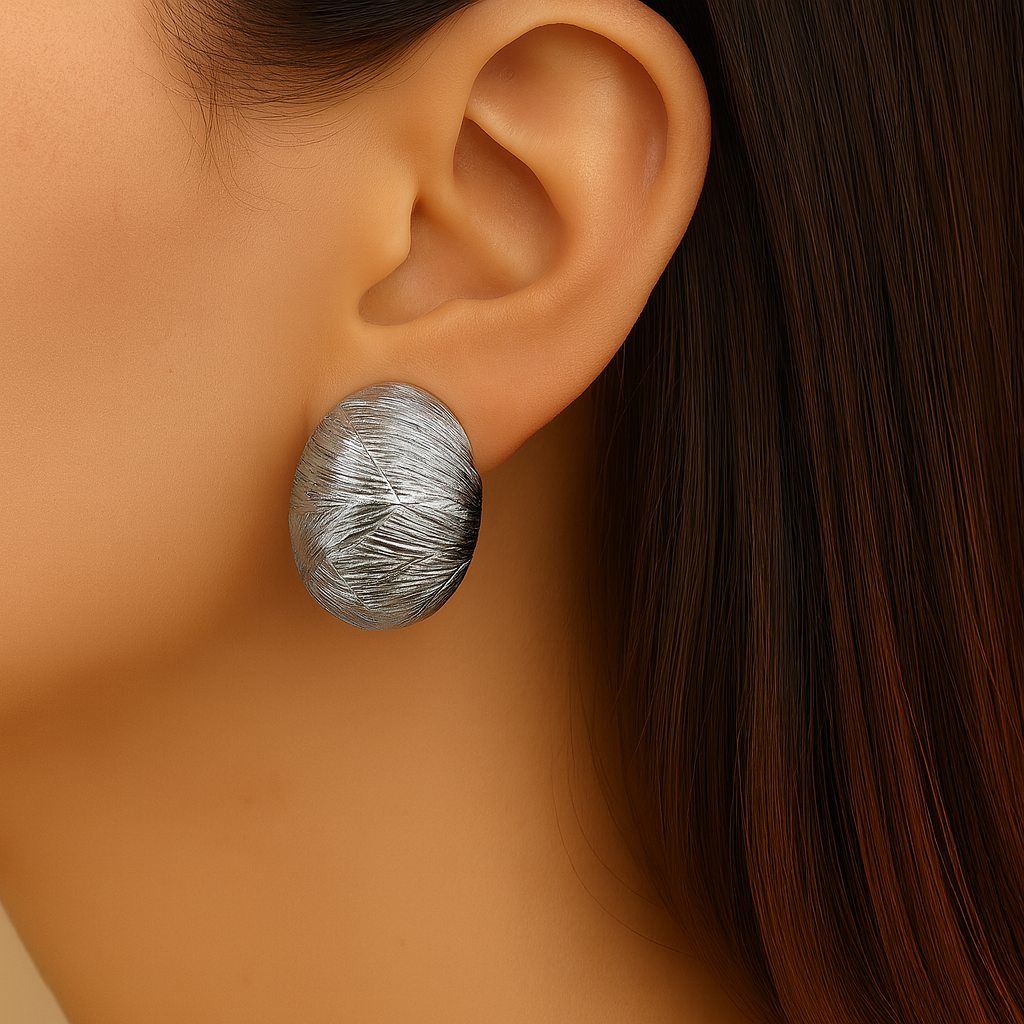 lovely egg style silver large stud earring