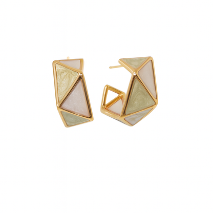 Precious pentagon style white acrylic stud earring