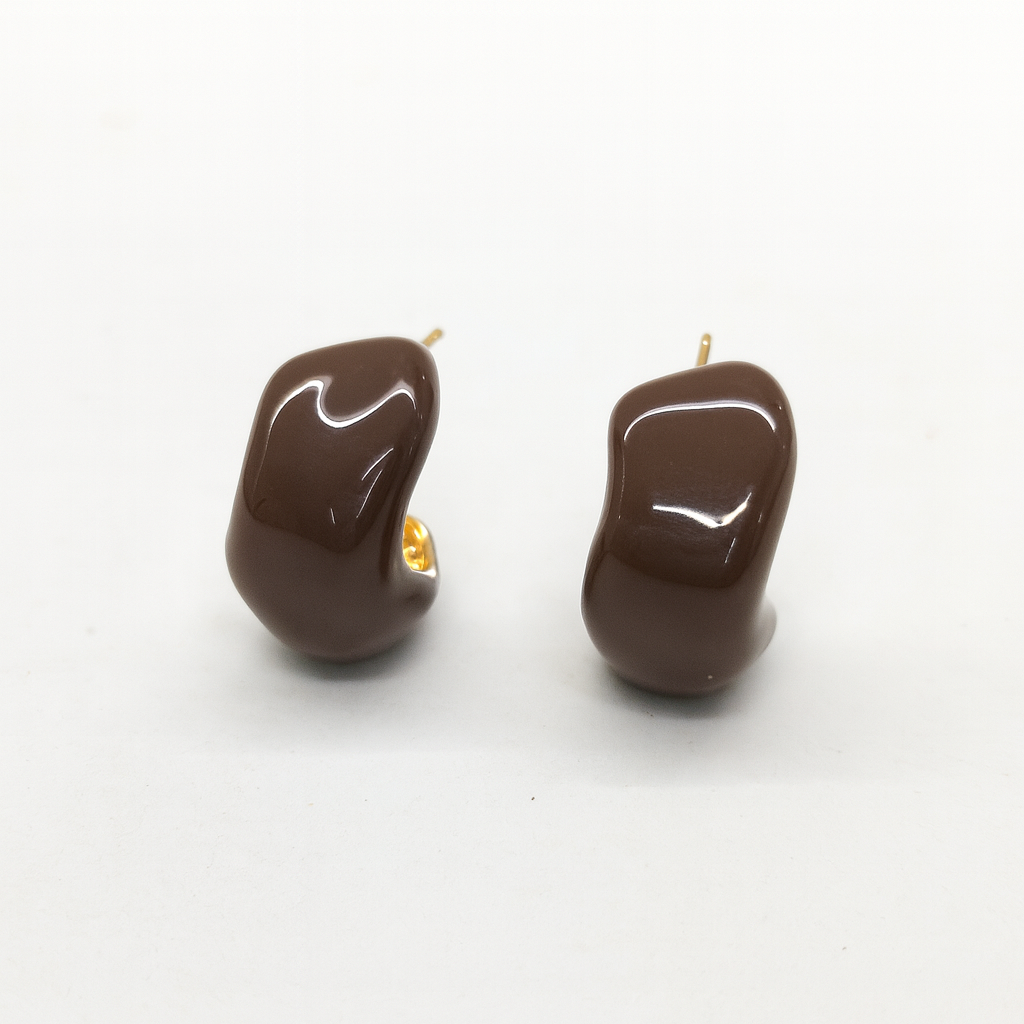 Classy u shape brown resin stud earring