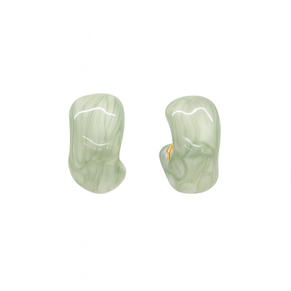Classy u shape green resin stud earring