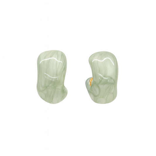 Classy u shape green resin stud earring