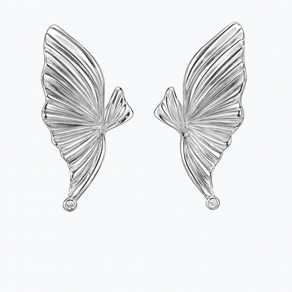 Butterfly wing style silver stud earring