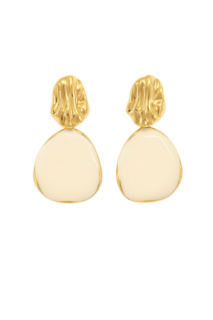 Fair design white acrylic golden stud earring