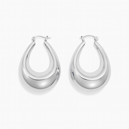 Water drop style silver huggie earring