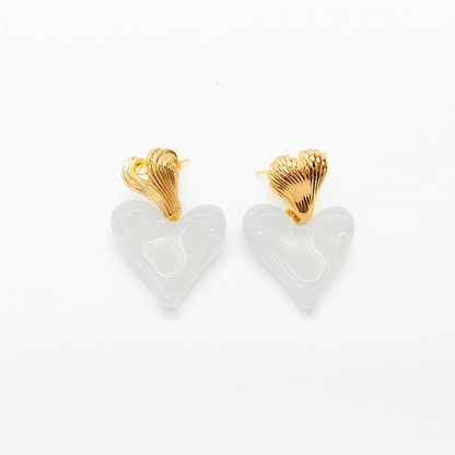 Heart Shape Golden Drop Earring