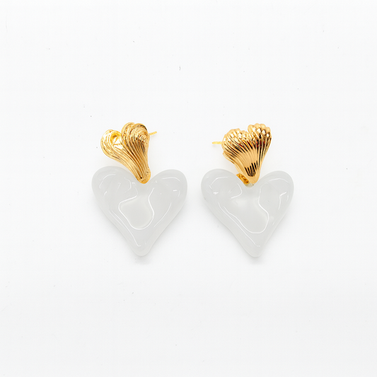 Heart Shape Golden Drop Earring